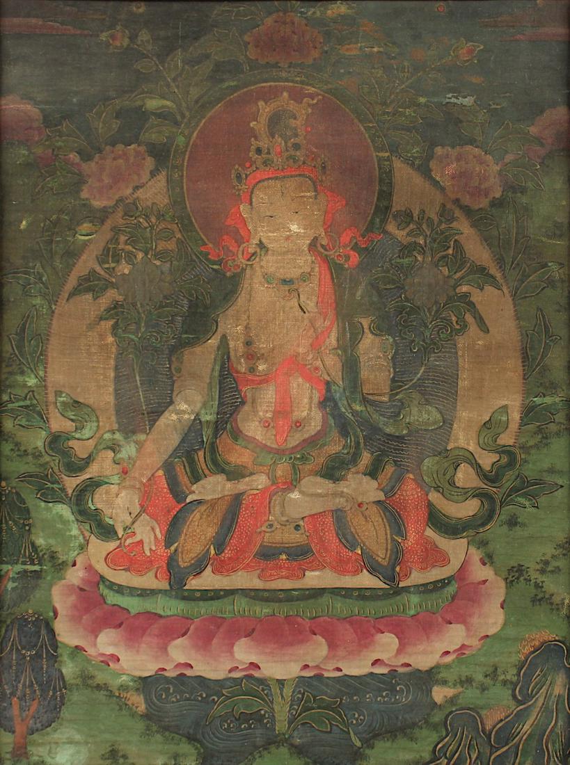 KLEINER THANGKA SITATARA, Gouache und Gold auf Stoff, (1 of 4)