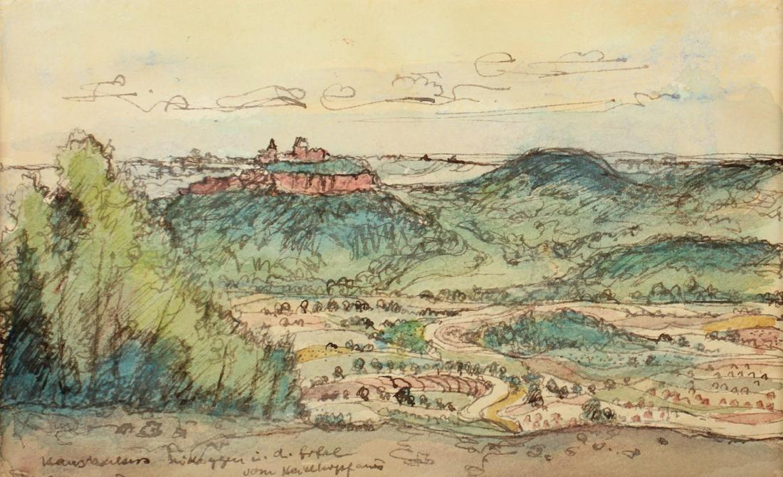 BECKERS, Hans (1898-1951), ''Blick auf Nideggen in der: BECKERS, Hans (1898-1951), ''Blick auf Nideggen in der Eifel'', Aquarell/Tusche/Papier, unten links ortsbezeichnet, R.