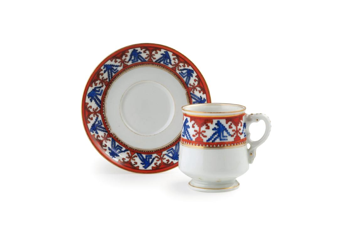 DIECI TAZZE CON PIATTINO IN PORCELLANA POLICROMA, SAN (1 of 1)