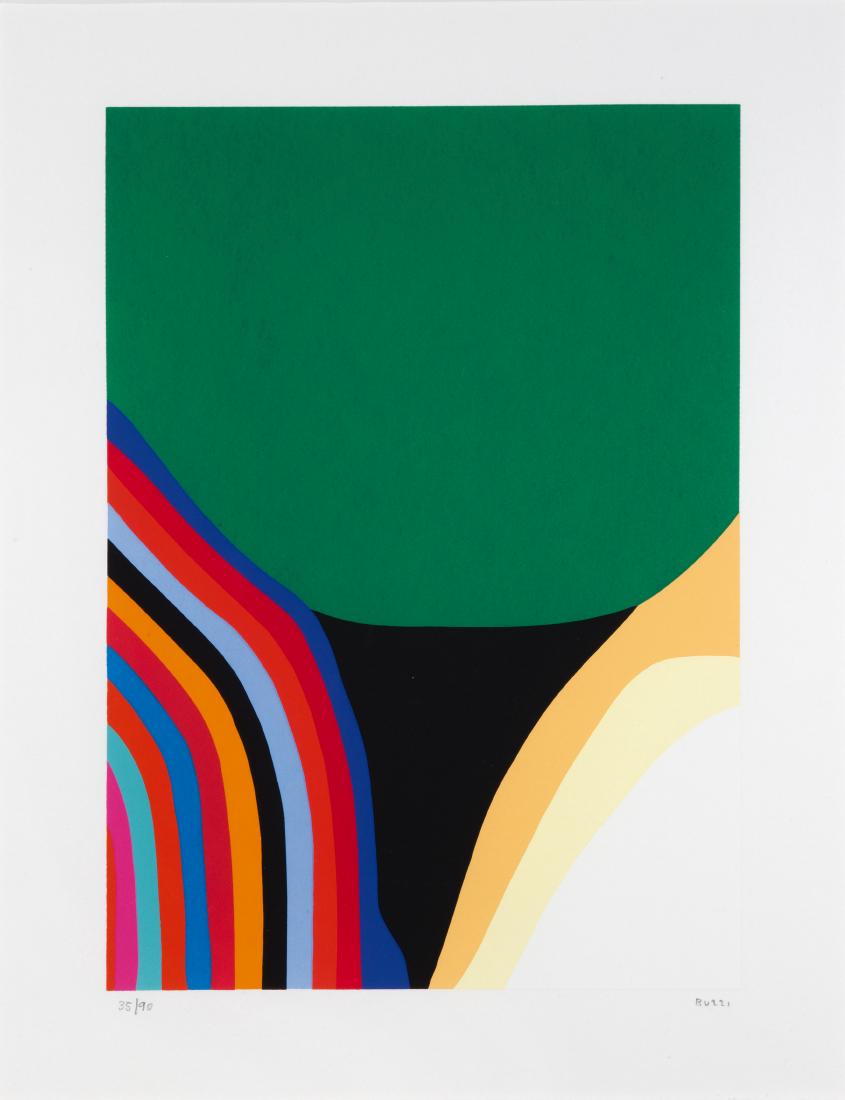 ALBERTO BURRI: Citta' Di Castello 1915 - Nizza 1995 Serigrafie, 1973-76 Sei serigrafie a colori su carta Fabriano Rosaspina, cm 43 x 35 Firmate in basso a destra e numerate in basso a sinistra Edizione 2RC Esemplari