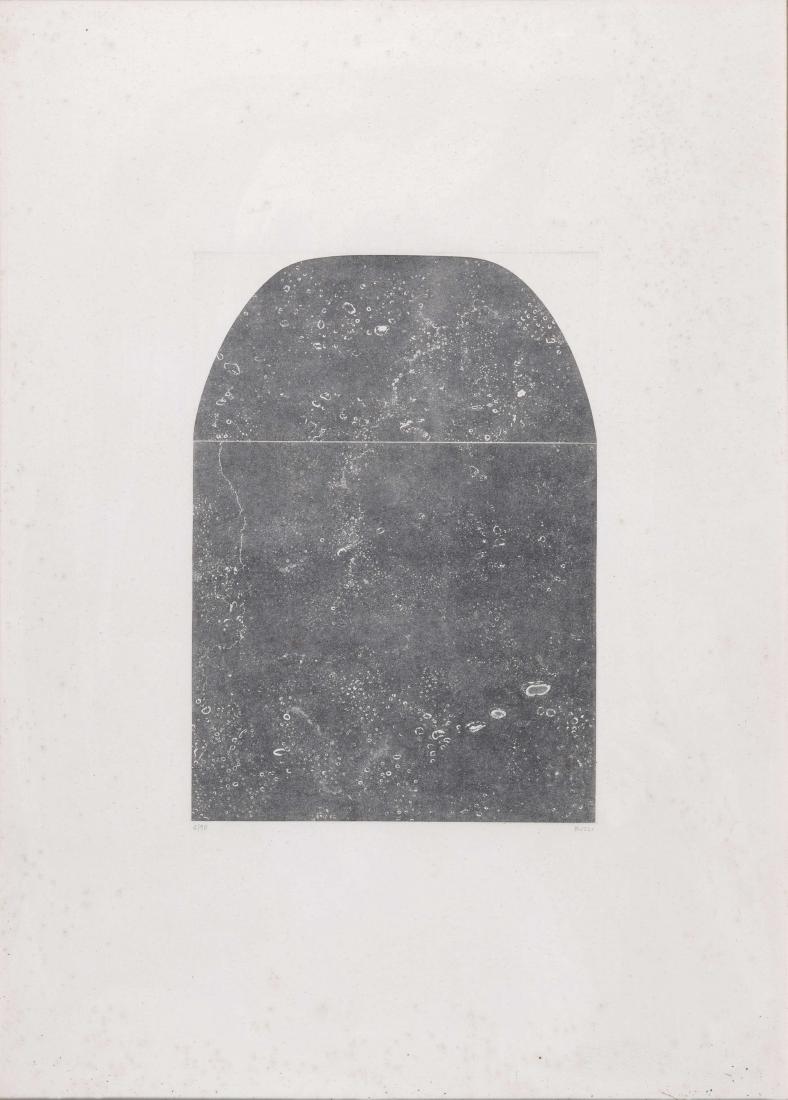 ALBERTO BURRI: Citta' Di Castello 1915 - Nizza 1995 Acquaforte F, 1975 Acquaforte su carta Fabriano, cm 70 x 50 Firmata in basso a destra e numerata in basso a sinistra Edizione Il Segnacaso Esemplare 6/90 Esposizio