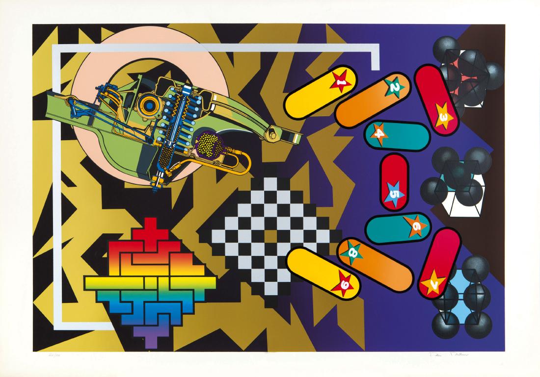 PETER PHILLIPS: Birmingham 1939 Senza titolo Serigrafia su carta, cm 70 x 100 Firmato in basso a destra e numerato in basso a sinistra Edizioni Plura Esemplare 24/100