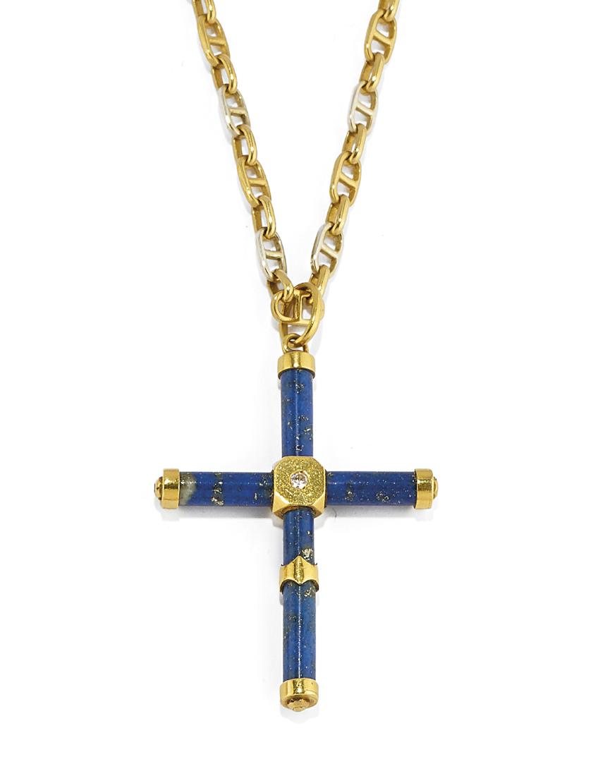 CATENA IN ORO, LAPISLAZZULI E DIAMANTE (1 of 1)