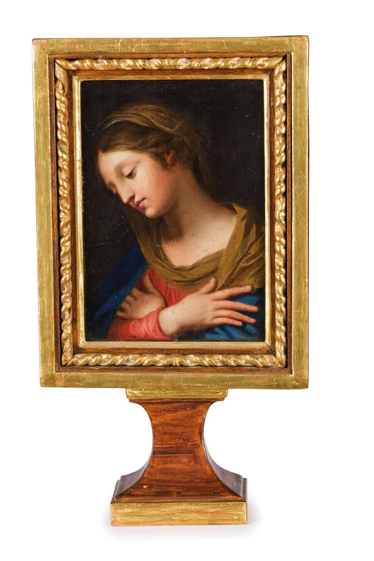GIOVANNI MARIA MORANDI: (Firenze, 1622 - Roma, 1717) Salvator Mundi, Adorazione dei pastori Maria Vergine, Visitazione Olio su rame, cm 15,5X10 (2) Allievo a Firenze di Giovanni Bilivert e Sigismondo Coccapani, ricordati dal