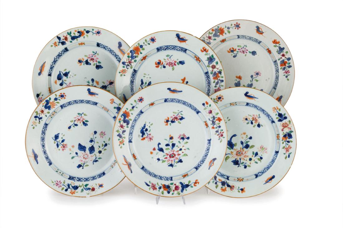 SEI PIATTI IN PORCELLANA FAMIGLIA ROSA, CINA, XVIII (1 of 1)