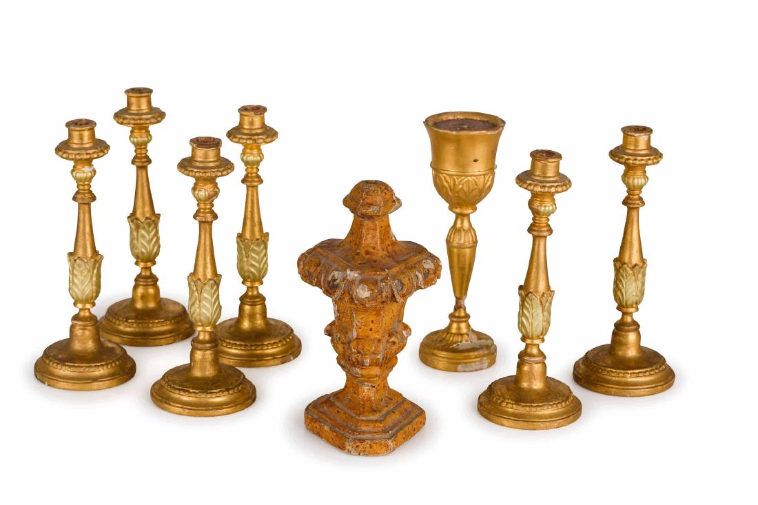 OTTO ELEMENTI DECORATIVI IN LEGNO INTAGLIATO E DORATO, (1 of 1)