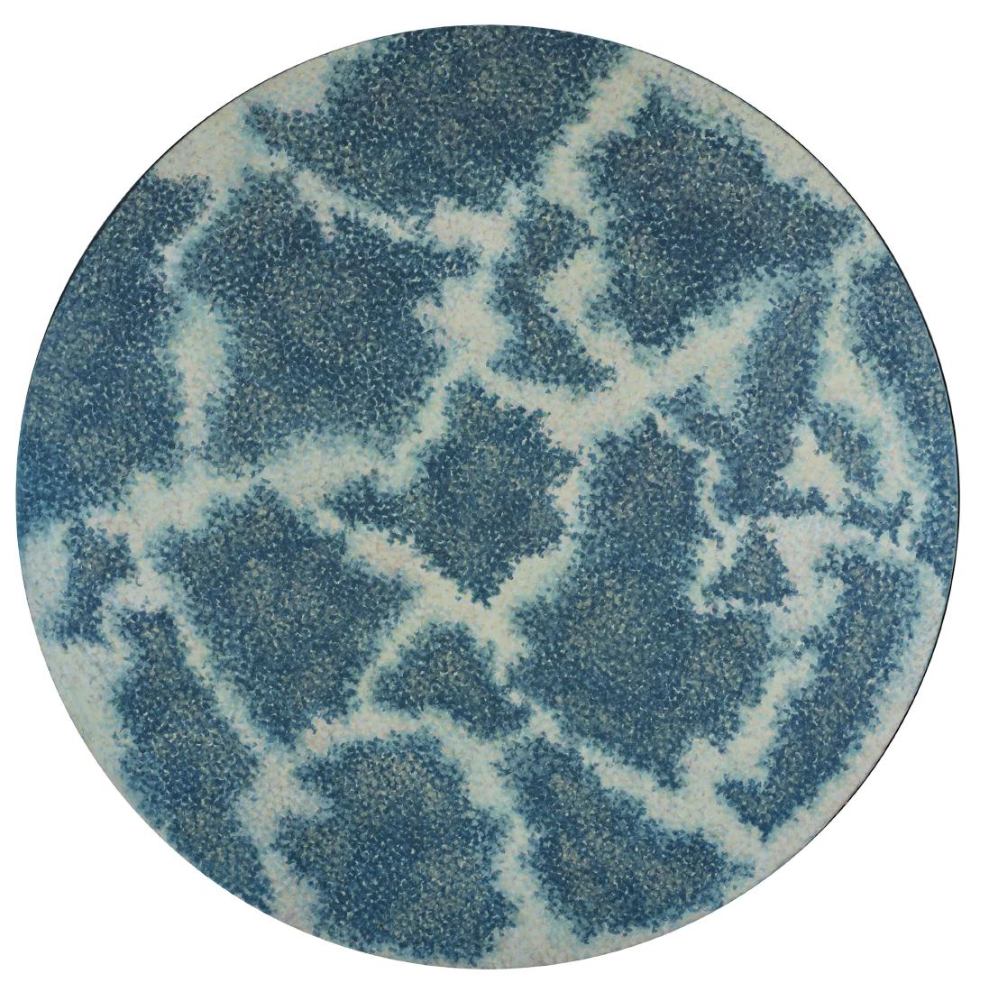 PAOLO COTANI: Roma 1940 - 2011 Senza titolo, 1983 Tecnica mista su carta riportata su tela di juta, diam. cm. 140 Firmato e datato sul retro