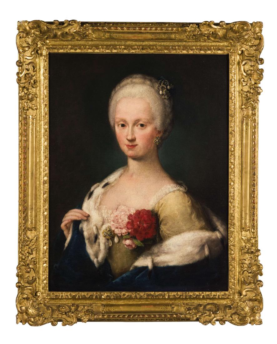 ALESSANDRO LONGHI: (Venezia, 1733 - 1813) Ritratto di dama con ermellino Olio su tela, cm 70X53,5 Il ritratto, databile alla seconda metÃ del XVIII secolo presenta sensibilitÃ pittoriche evidenti- raffinata Ã¨ l