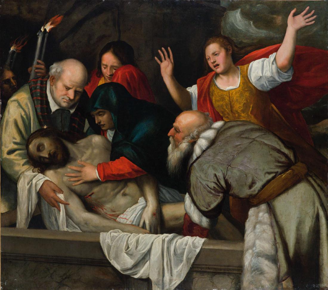 PITTORE LOMBARDO DEL XVI-XVII SECOLO: Deposizione Olio su tela, cm 134X152 Il dipinto recava una attribuzione collezionistica ad Antonio Campi, tuttavia, fermo restando la sua genesi lombarda, l'autore esibisce caratteri che evocano le op