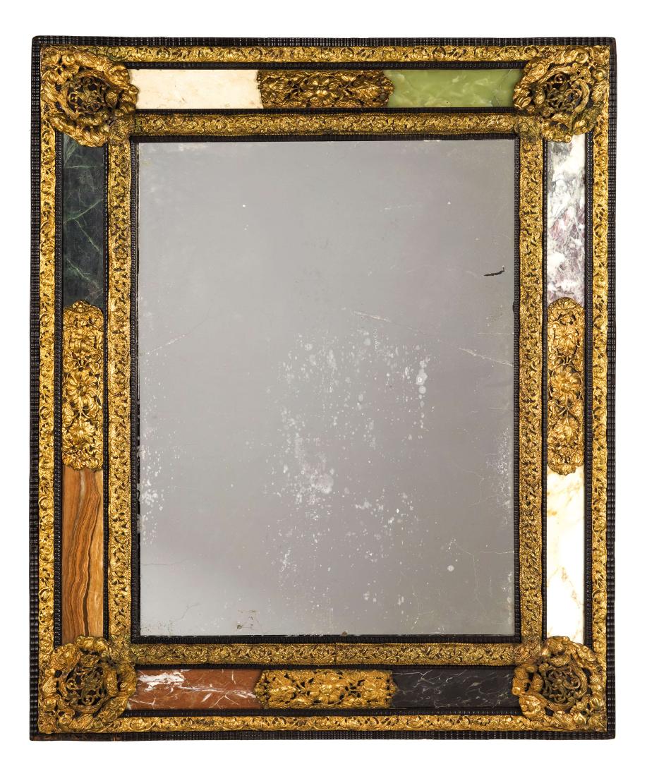 SPECCHIERA IN LEGNO EBANIZZATO, MARMI DIVERSI E METALLO (1 of 1)