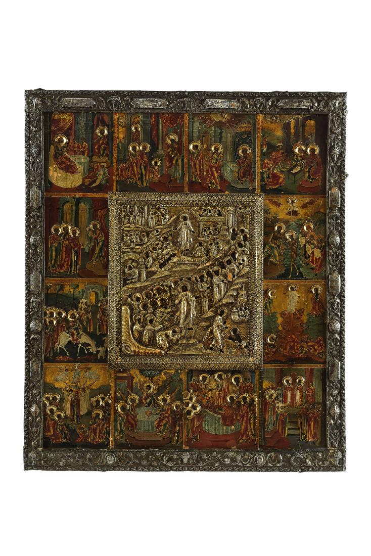 ICONA RAFFIGURANTE LE DODICI FESTE CON BASMA E RIZA IN (1 of 1)