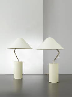 JORGEN GAMMELGAARD: Coppia di lampade da tavolo VIP anni '60. Metallo verniciato, alluminio verniciato, metallo cromato - A PAIR OF TABLE LAMPS BY J. GAMMELGAARD cm 57x35