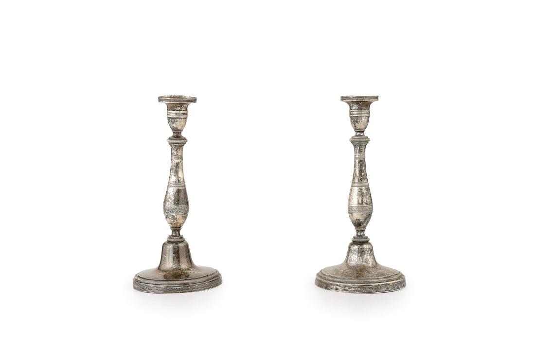 COPPIA DI CANDELIERI IN ARGENTO, SICILIA, XIX SECOLO (1 of 1)