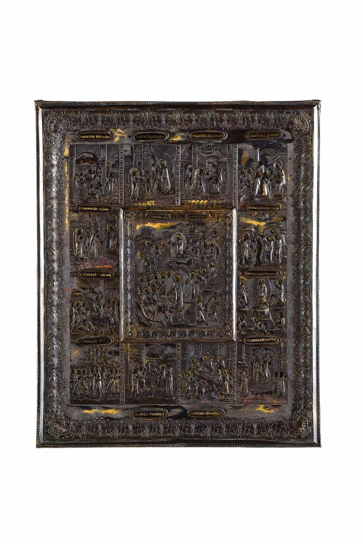 ICONA RAFFIGURANTE LE DODICI FESTE CON RIZA IN ARGENTO (1 of 1)