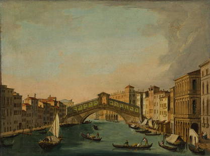VINCENZO CHILONE: (Venezia, 1758 - 1839) Veduta del Canal Grande con il Ponte di Rialto Olio su tela, cm 25X32,5 Il dipinto Ã¨ stato riconosciuto al pittore Vincenzo Chilone da Dario Succi, che nato a Venezia nel 175