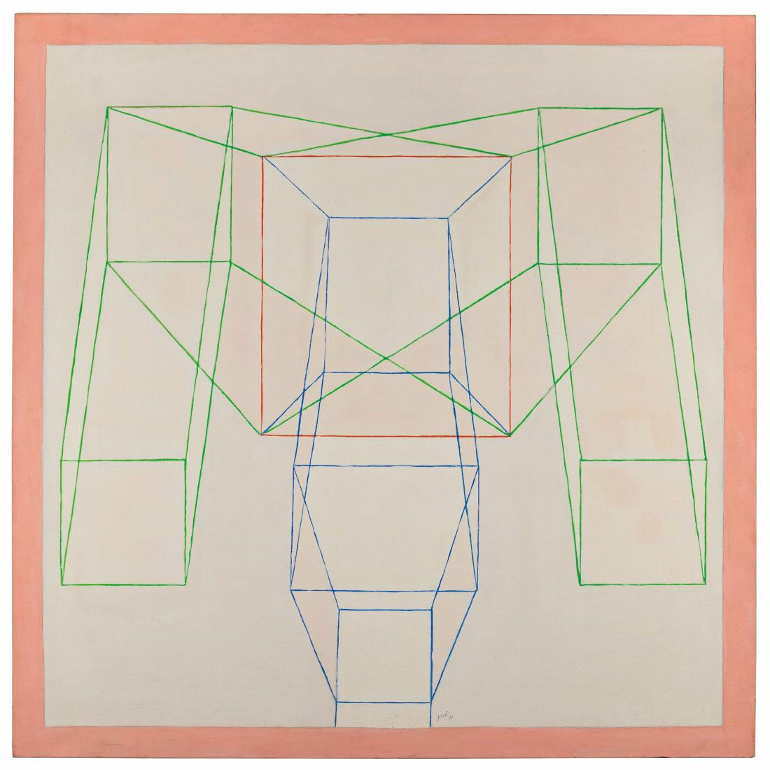 ACHILLE PERILLI: Roma 1927 Dans le miroir, 1969 Tecnica mista su tela, cm 120 x 120 Firmato e datato in basso al centro- firmato, datato e titolato sul retro L'opera Ã¨ registrata e archiviata presso l'Archivio Achi