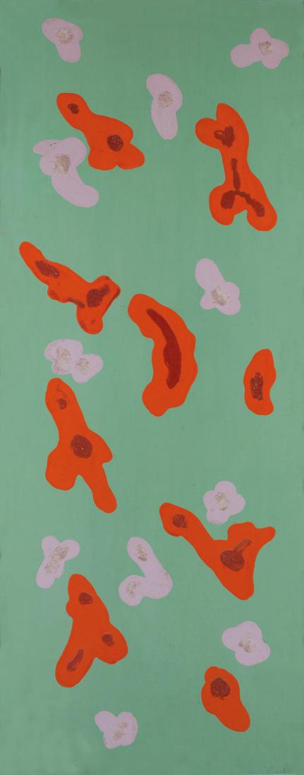 GIULIO TURCATO: Mantova 1912 - Roma 1995 Senza titolo, 1969 circa Acrilico e tecnica mista su tavola, cm 167,5 x 68 Firmato in basso a destra Autentica su fotografia dell'Archivio Turcato, nÂ° ML220807EZ10LLB