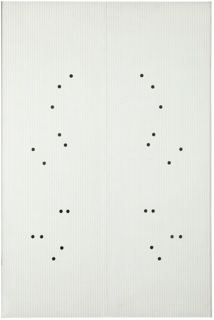 ALBERTO GARUTTI: Galbiate 1948 Senza titolo, 1991 Due cartoni fustellati entro cornice metallica e vetro, cm 121 x 81 x 6 Firmato, datato e titolato sul retro