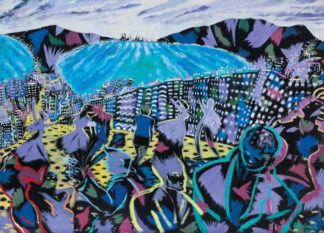 EDUARDO GUELFENBEIN: Santiago del Cile 1953 Senza titolo, 1987 Olio su tela, cm 180 x 250 Firmato in basso a destra