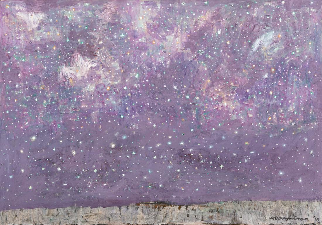 NATALE ADDAMIANO: Bitetto 1943 Dopo la pioggia, 2010 Acrilico su tela, cm 35 x 50 Firmato e datato in basso a destra- firmato, titolato e datato sul retro Autentica su fotografia dell'artista