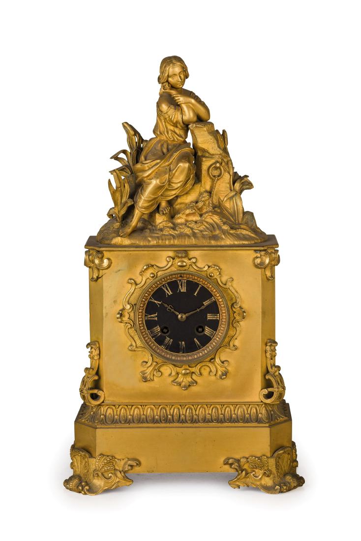 OROLOGIO DA APPOGGIO IN METALLO DORATO, XIX SECOLO (1 of 1)