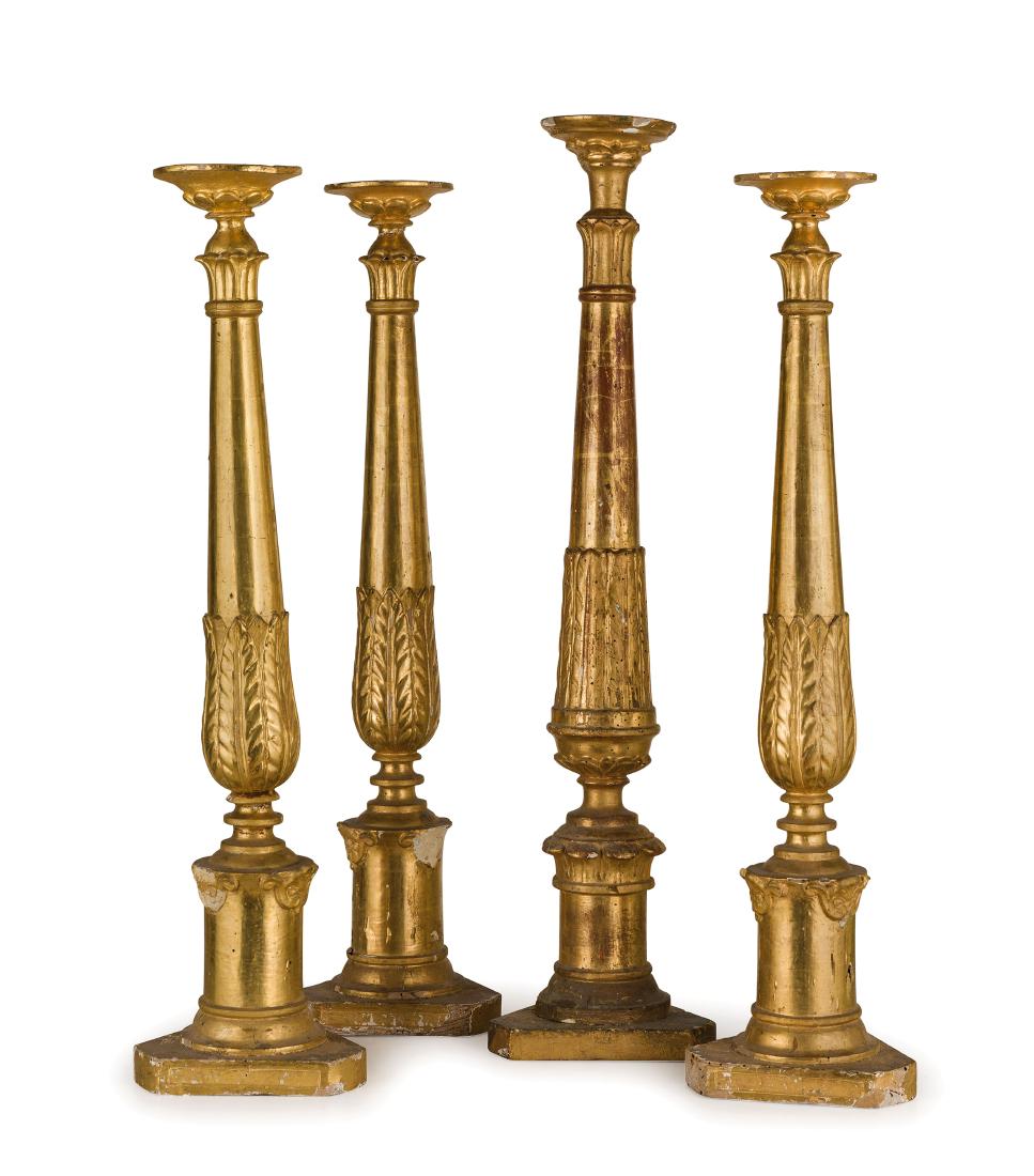 QUATTRO TORCIERE IN LEGNO INTAGLIATO E DORATO, XIX (1 of 1)