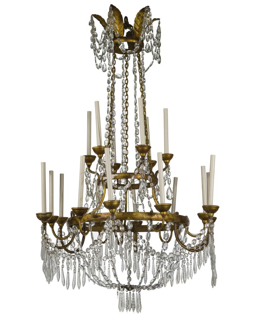 LAMPADARIO IN METALLO E LEGNO DORATO, (1 of 1)