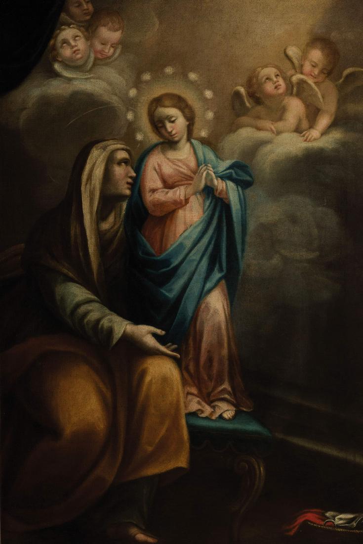 AGOSTINO MASUCCI (ambito di): (Roma, 1691 - 1758) Madonna, GesÃ¹ e angeli Olio su tela, cm 118X80
