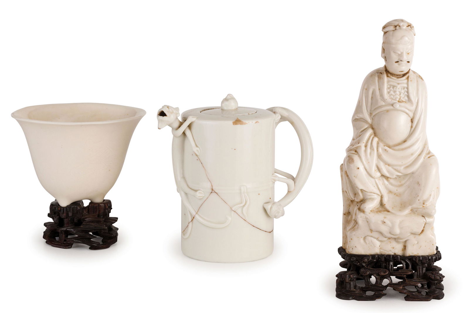 A GROUP OF THREE BLANC DE CHINE OBJECTS, CHINA, 18TH (1 of 2)