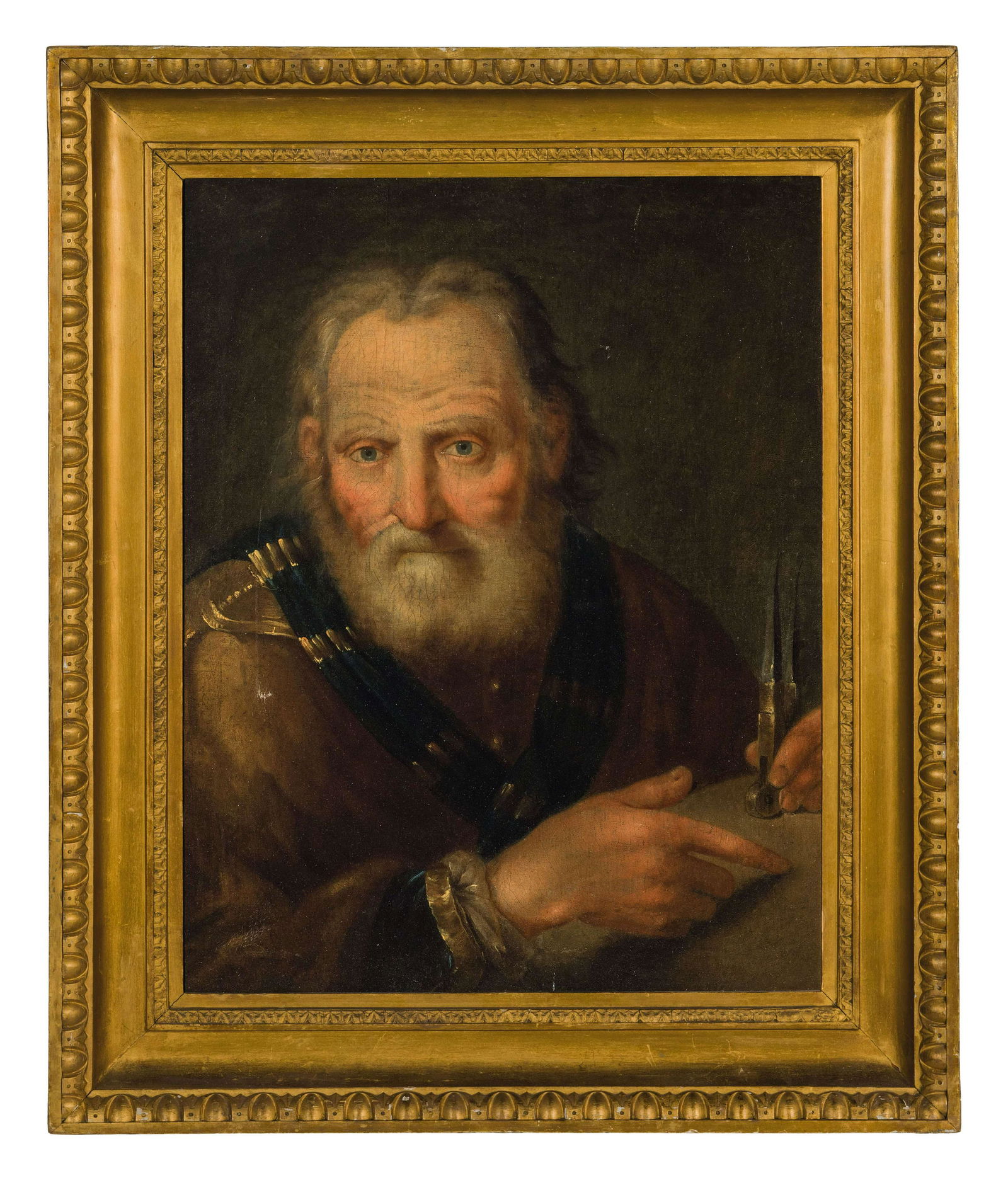 GIUSEPPE NOGARI (seguace di): (Venezia, 1699 - 1763) Ritratto di Archimede Olio su tela, cm 59X46 Provenienza: Londra, Christie's, 7 luglio 2015, lotto 539 Riguardo alla formazione di Giuseppe Nogari, le fonti storiche concordano