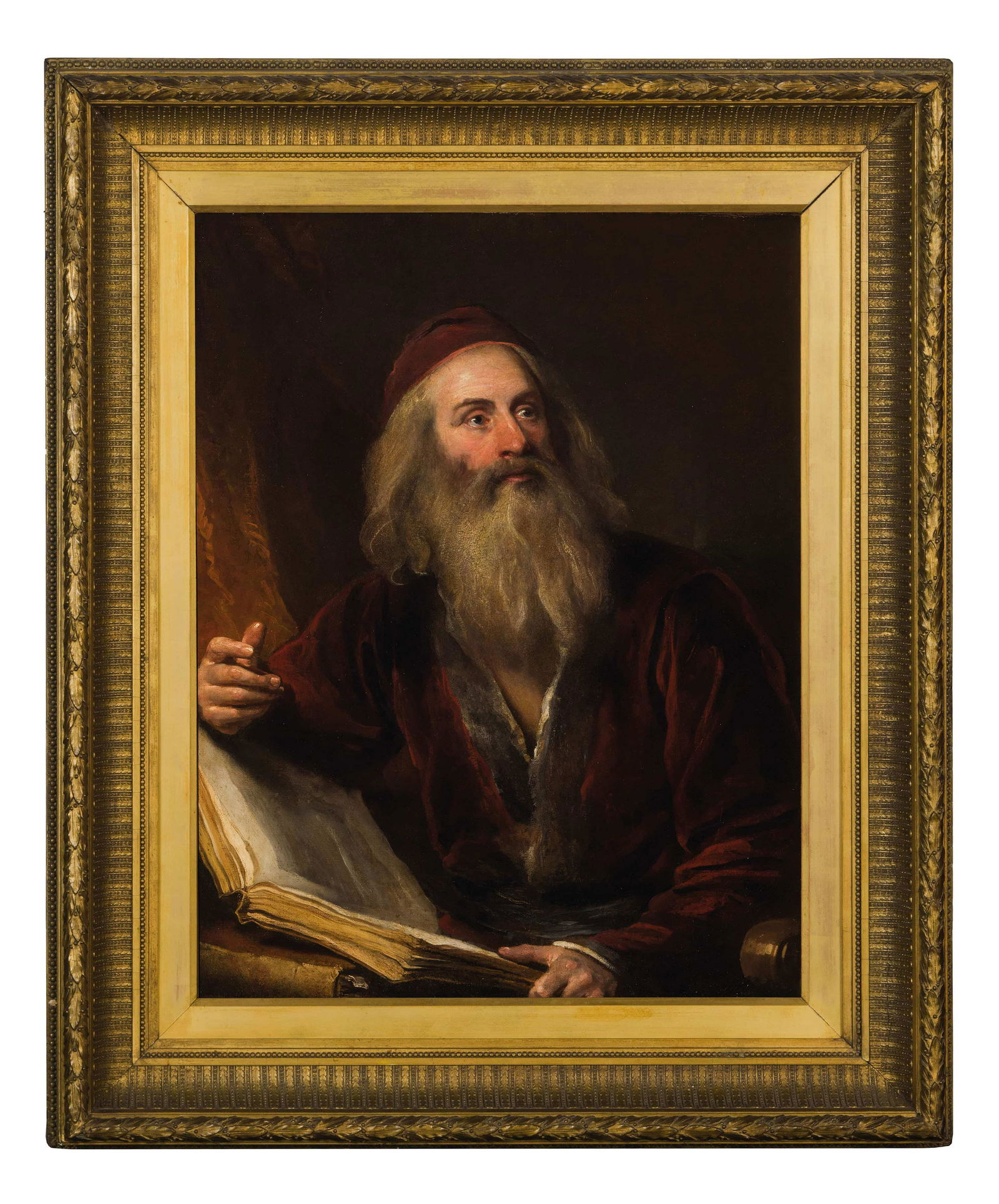 NATALE SCHIAVONI (attr. a): (Chioggia, 1777 - Venezia, 1858) Ritratto di studioso (Pietro Aretino?) Olio su tela, cm 92X71 Felice Schiavoni fu allievo all'Accademia di Venezia di Francesco Maggiotto e inizialmente fu celebre per