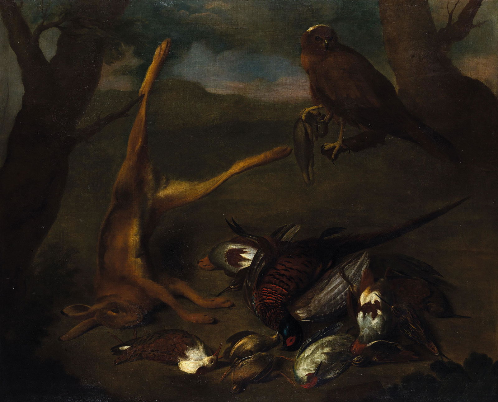 ANGELO CRIVELLI detto IL CRIVELLONE: (Milano, notizie dal 1662 - 1730 circa) Cacciagione Olio su tela, cm 101X127 Attivo a Milano come pittore di genere e documentato dal 1662 al 1730, crivelli si specializzÃ² nella rappresentazione di