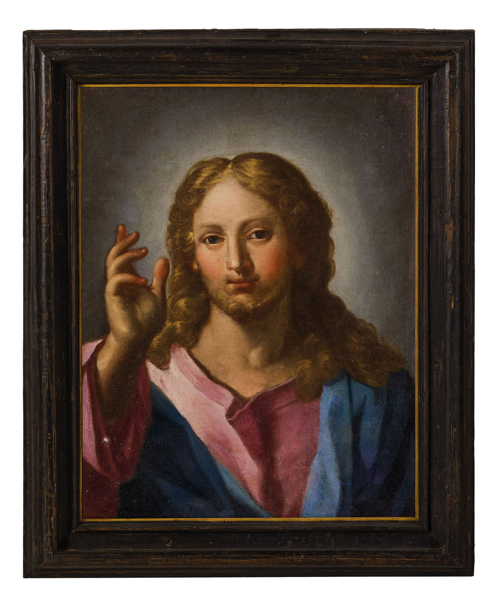 GIOVANNI MARIA MORANDI (attr. a): (Firenze, 1622 - Roma, 1717) Salvator Mundi Olio su tela, cm 60X45 Allievo a Firenze di Giovanni Bilivert e Sigismondo Coccapani, ricordati dal Baldinucci (1681), notizie o opere inerenti alla giovine