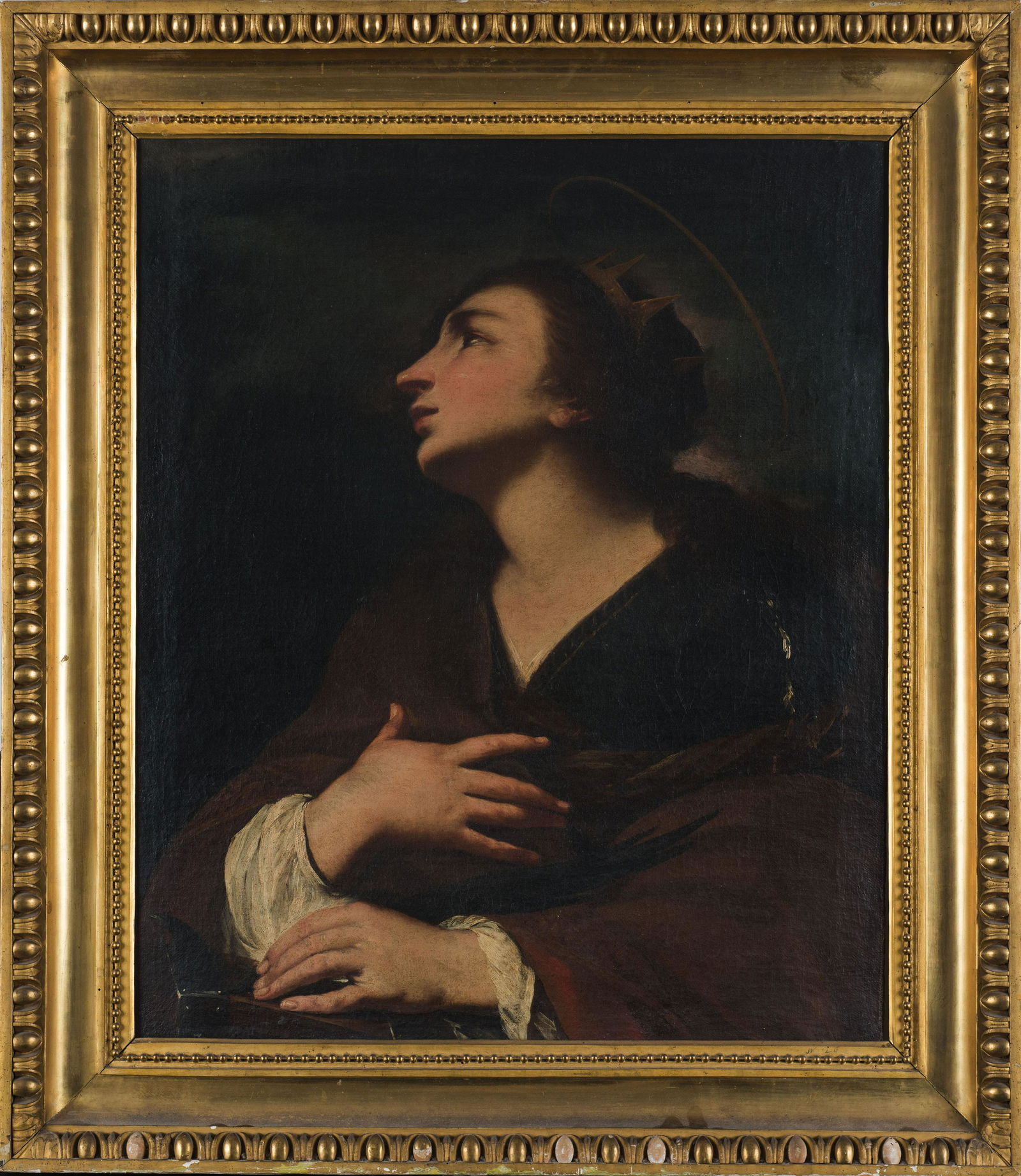 GIOVAN BATTISTA BONCORI: (Campli, 1633 - Roma, 1699) Santa Caterina Inscritto sul telaio: Guercino Olio su tela, cm 73X62 Giovanni Battista Boncori fu il migliore allievo di Pier Francesco Mola e la sua attivitÃ fu celebra