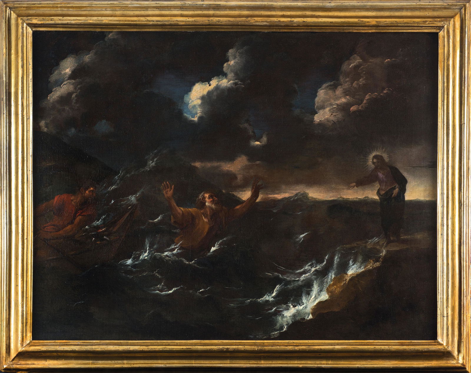 GIOVANNI ANDREA DE FERRARI: (Genova 1598 - 1669) La chiamata dei Santi Pietro e Andrea Olio su tela, cm 83X108.5 Allievo di Bernardo Castello dal quale ebbe i principi del disegno: ma toltosi poco stante dalla scuola di costui,