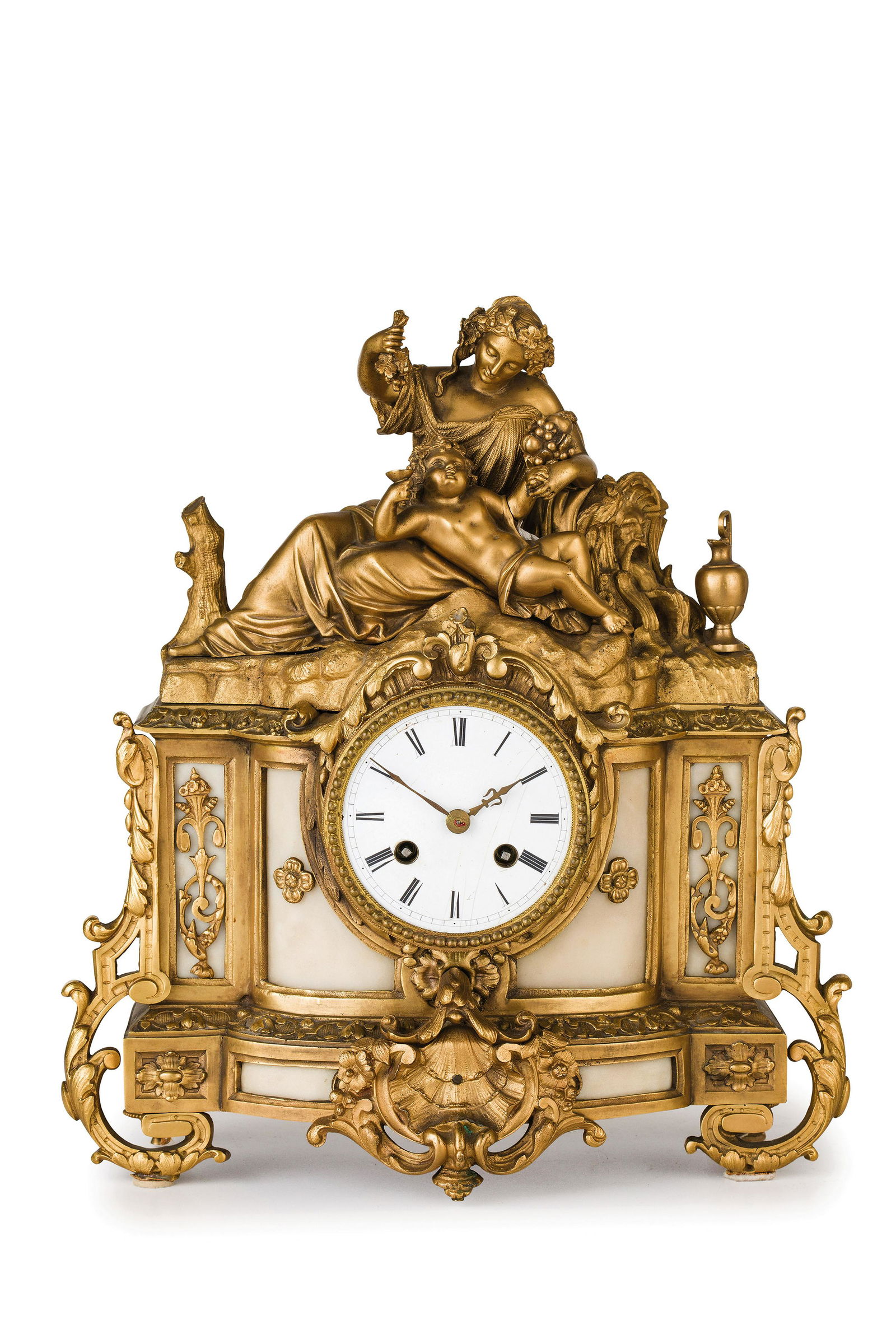 OROLOGIO DA APPOGGIO IN MARMO E BRONZO DORATO, FRANCIA, (1 of 1)
