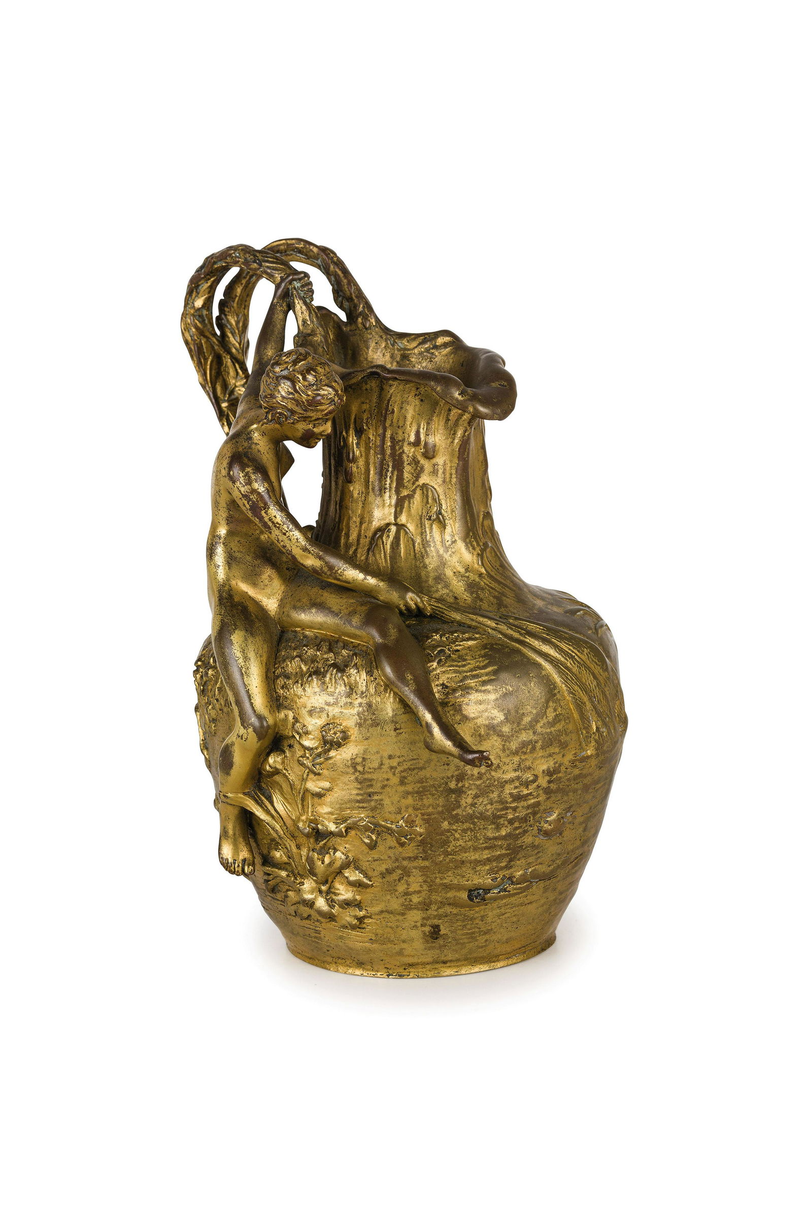 ALEXANDRE VIBERT: (Essonne, 1847 - Jouars-Pontchartrain, 1909) Versatoio Bronzo dorato, reca nel retro marca di fonderia e incisa la firma A. Vibertalt. Alt. cm 21, diam. cm 15 A GILT BRONZE EWER BY ALEXANDRE VIBERT, X