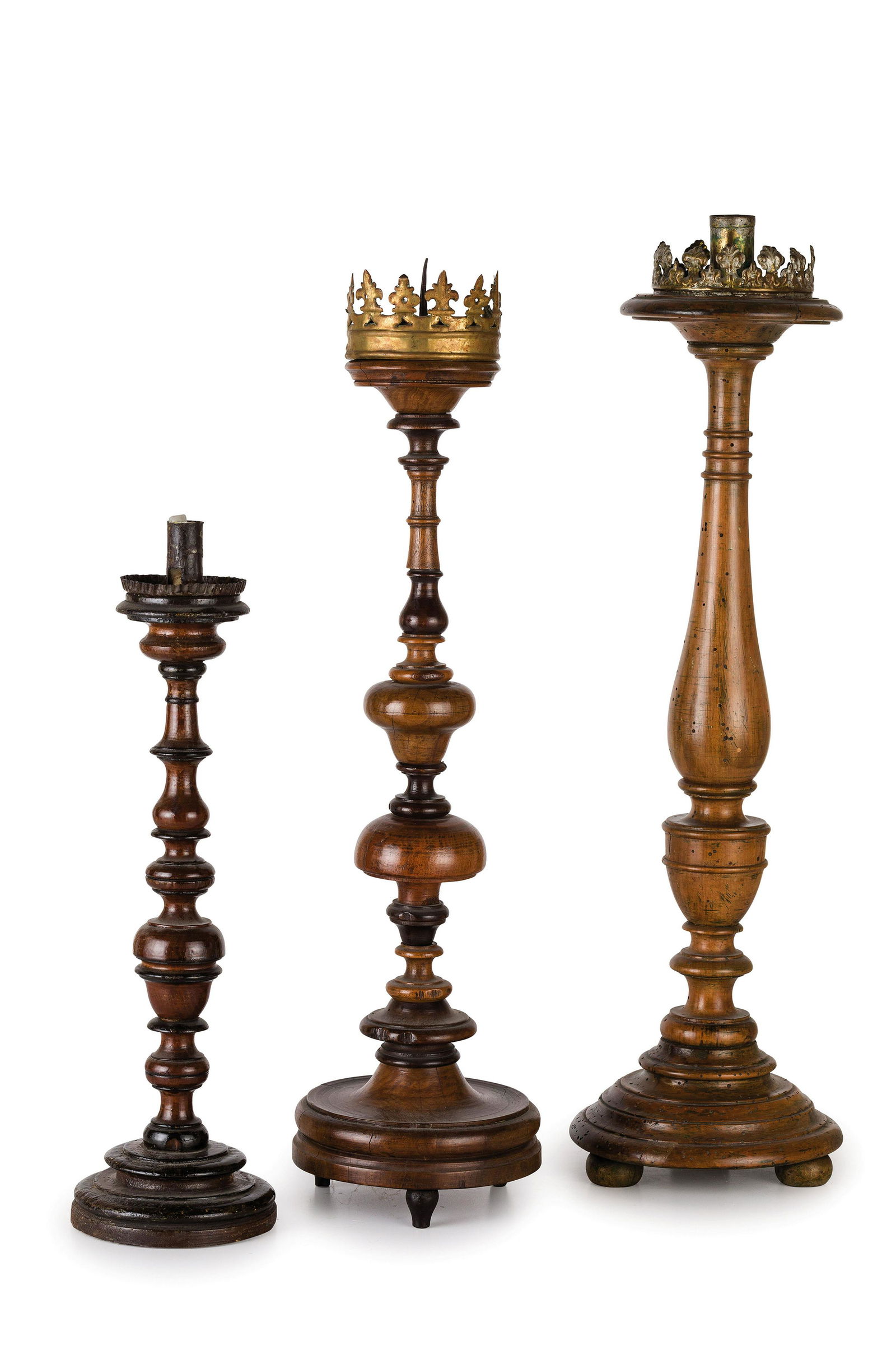 QUATTRO COPPIE DI PORTACERO IN LEGNO PATINATO, XIX-XX (1 of 1)