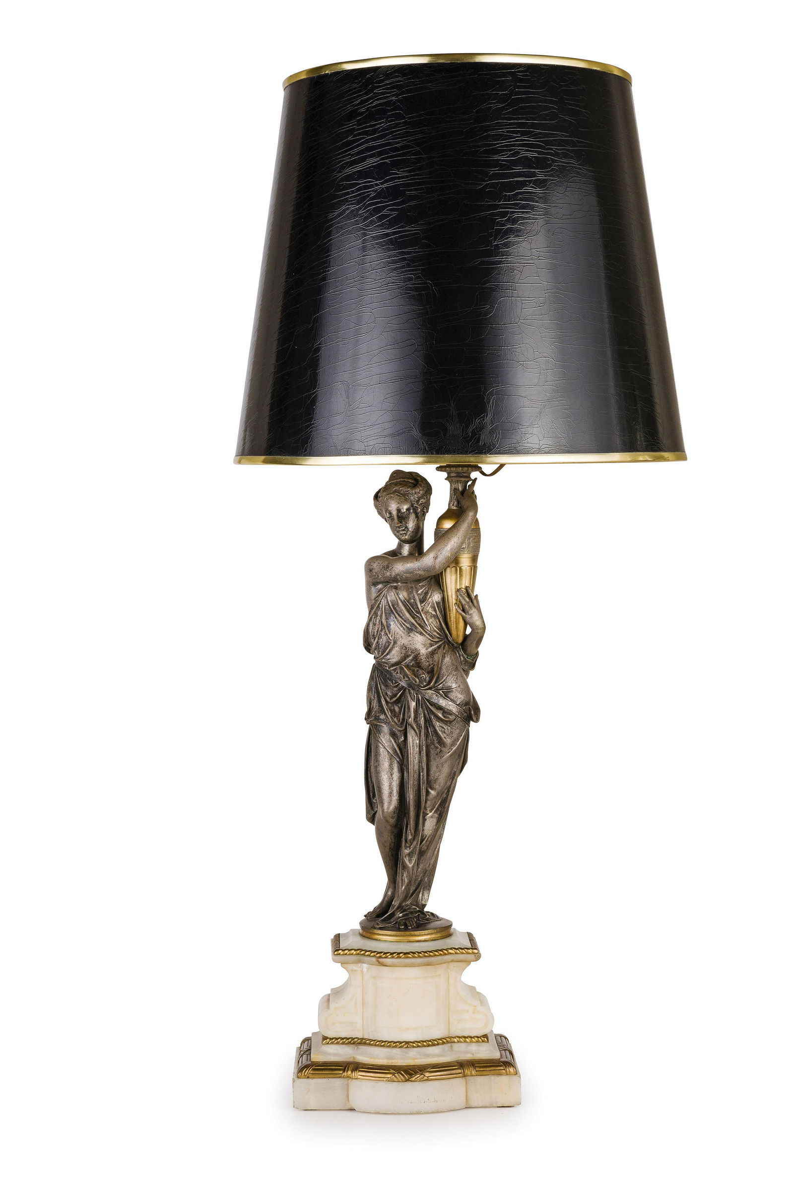 COPPIA DI LAMPADE IN METALLO ARGENTATO E MARMO, XIX (1 of 2)