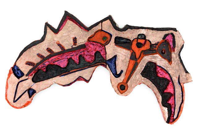 RENATO BIROLLI: Verona 1905 - Milano 1959 Formella n. 4, 1952 Terracotta e smalti colorati, cm 39 x 72 x 3 Esemplare unico Autentica su fotografia dell'Archivio Birolli, n C 1952-4 Provenienza: Gianguido Scarampella,