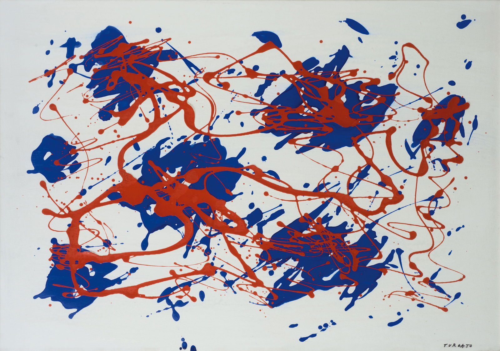 GIULIO TURCATO: Mantova 1912 - Roma 1995 Arcipelago, 1972 circa Olio e acrilico su tela, cm 50 x 70 Firmato sul retro Autentica su fotografia dell'Archivio Giulio Turcato n ME222108EP06WA