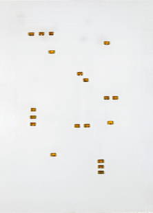 RICCARDO GUSMAROLI: Milano 1963 Condominio, 2010 Tecnica mista su tela, cm 71 x 50,5 Firmato e datato sul retro Autentica su fotografia dell'artista
