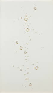 RICCARDO GUSMAROLI: Milano 1963 Vulcani, 2011 Tecnica mista su carta e foglia oro, cm 70 x 120 Autentica su fotografia dell'artista