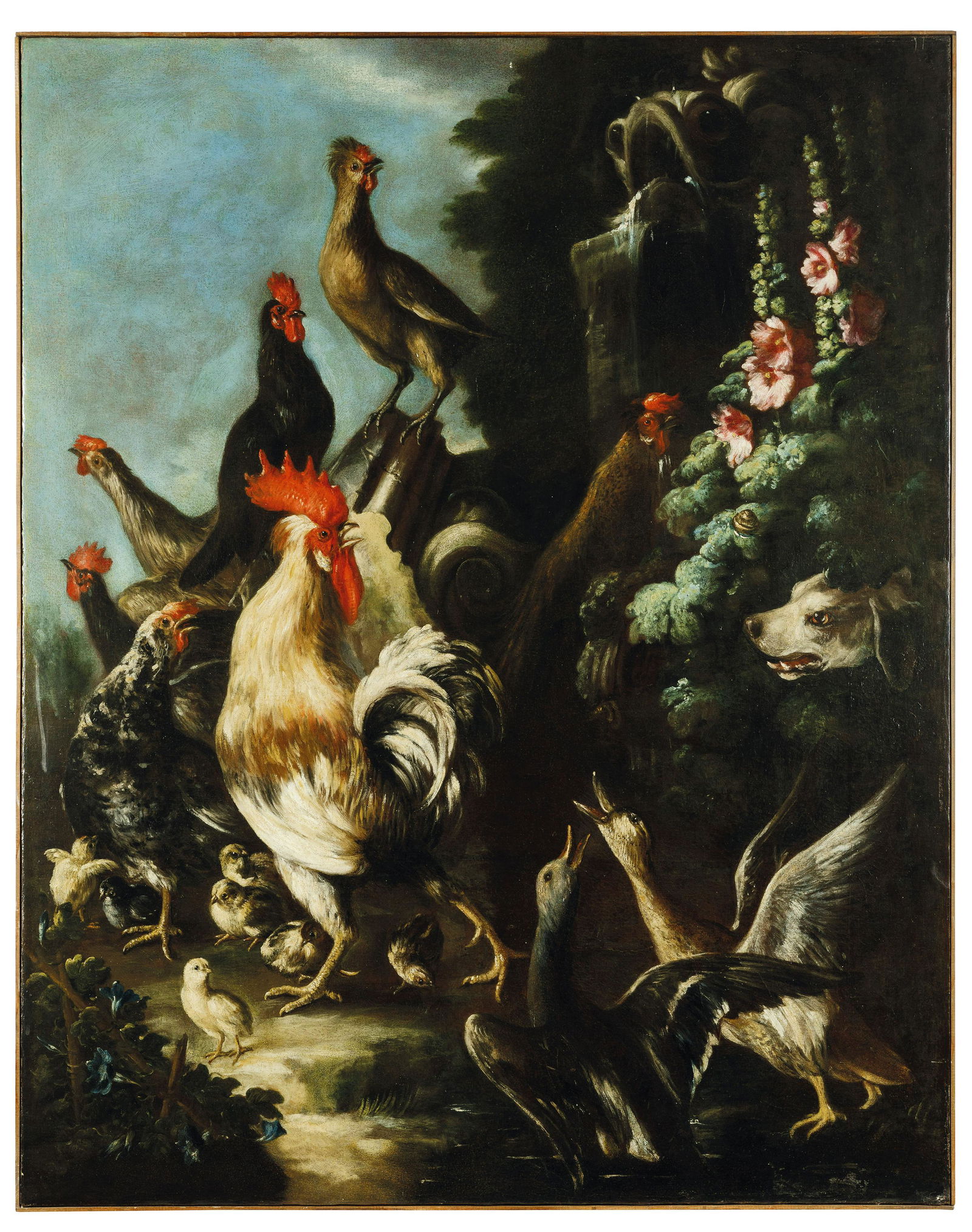 FELICE BOSELLI (attr. a): (Piacenza, 1650 - Parma, 1732) Scena di cortile Olio su tela, cm 127X101 Attribuito ad Angelo Maria Crivelli detto Crivellone (attivo a Milano tra il 1690 e il 1730) da Gianluigi Veronesi, la tela pre