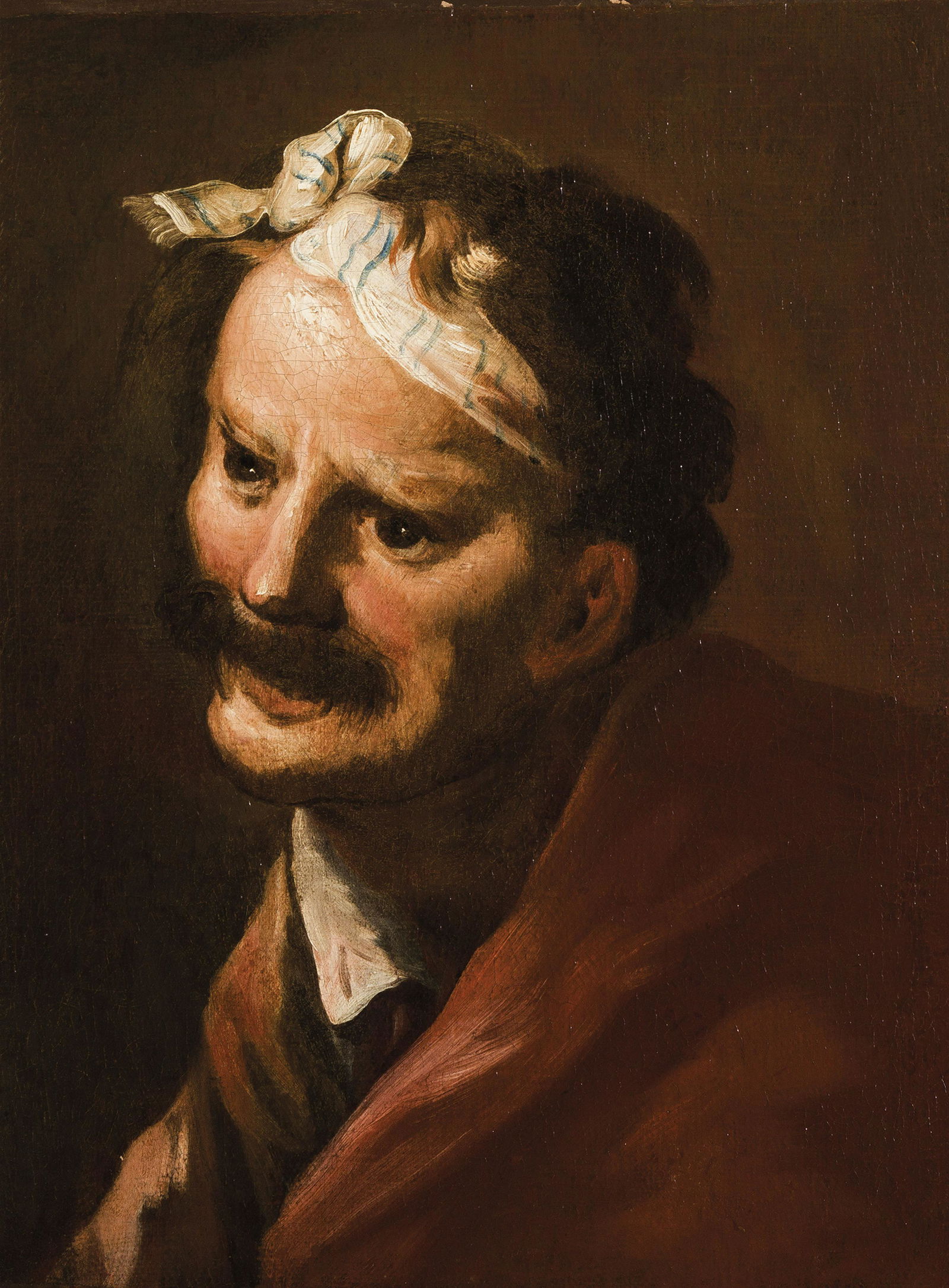 PITTORE LOMBARDO VENETO DEL XVII-XVIII SECOLO: Testa di carattere Olio su tela, cm 47X37 Stilisticamente affine ai modi di Giuseppe Nogari, la tela in esame esprime la peculiarità della ritrattistica di carattere in area veneta, sull'esempio