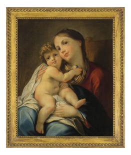 GIUSEPPE CADES: (Roma, 1750-1799) Madonna con Bambino Olio su tela, cm 72X57 Provenienza: Londra, Bonhams, 5 luglio 2006, lotto 62 (come Pietro Fancelli) Di probabili origini francesi, Giuseppe Cades fu un artista pr