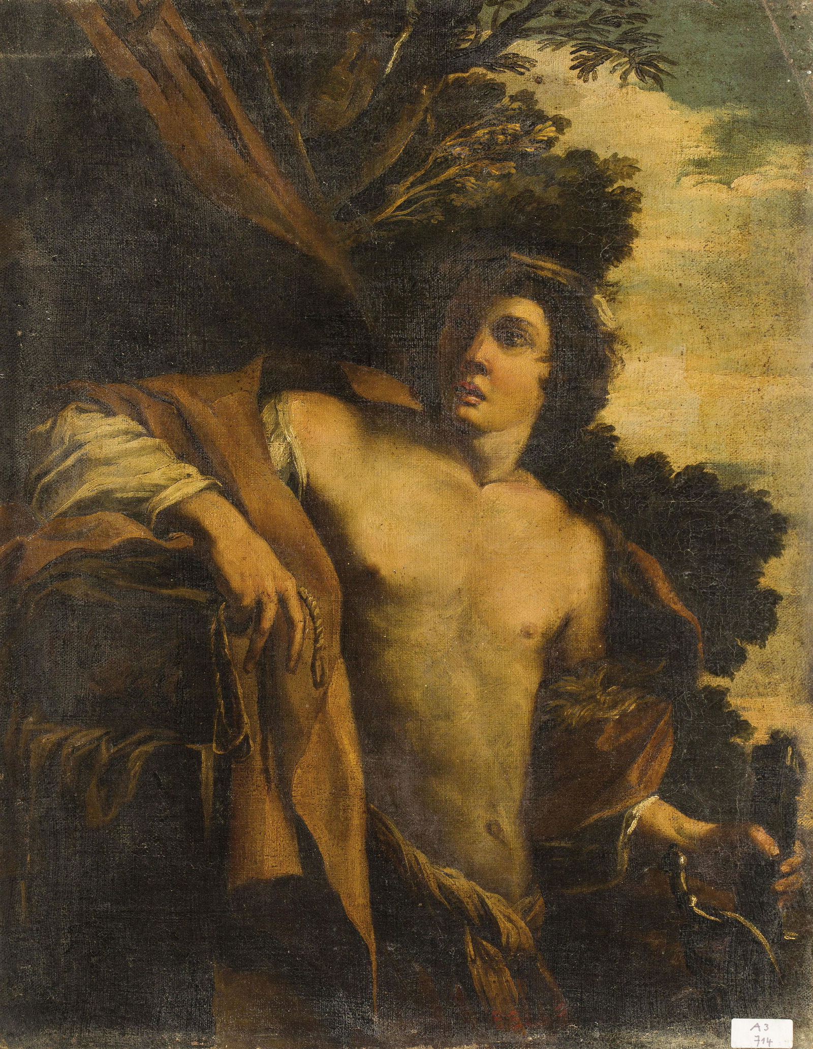 PIER FRANCESCO MOLA (bottega di): (Coldrerio, 1612 - Roma, 1666) Davide Olio su tela, cm 66X51 Pur di piccole dimensioni la tela esibisce interessanti aspetti qualitativi che spiegano la tradizionale attribuzione a Pier Francesco Mola