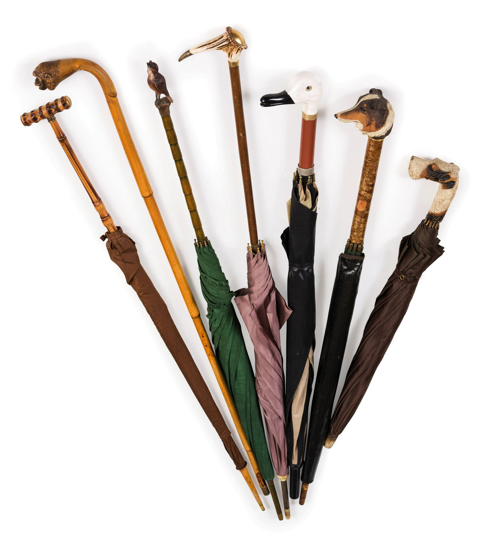 LOTTO DI SEI OMBRELLI IN MATERIALI DIVERSI, XX SECOLO (1 of 1)