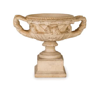 VASO IN TERRACOTTA, MANIFATTURA DI SIGNA, PRIMA META¿: dal noto modello detto Vase Warwick; qualche usura e difetto 21,2 26 cm Marche di fabbrica A SIGNA TERRACOTTA WARWICK VASE, FIRST HALF 20TH CENTURY