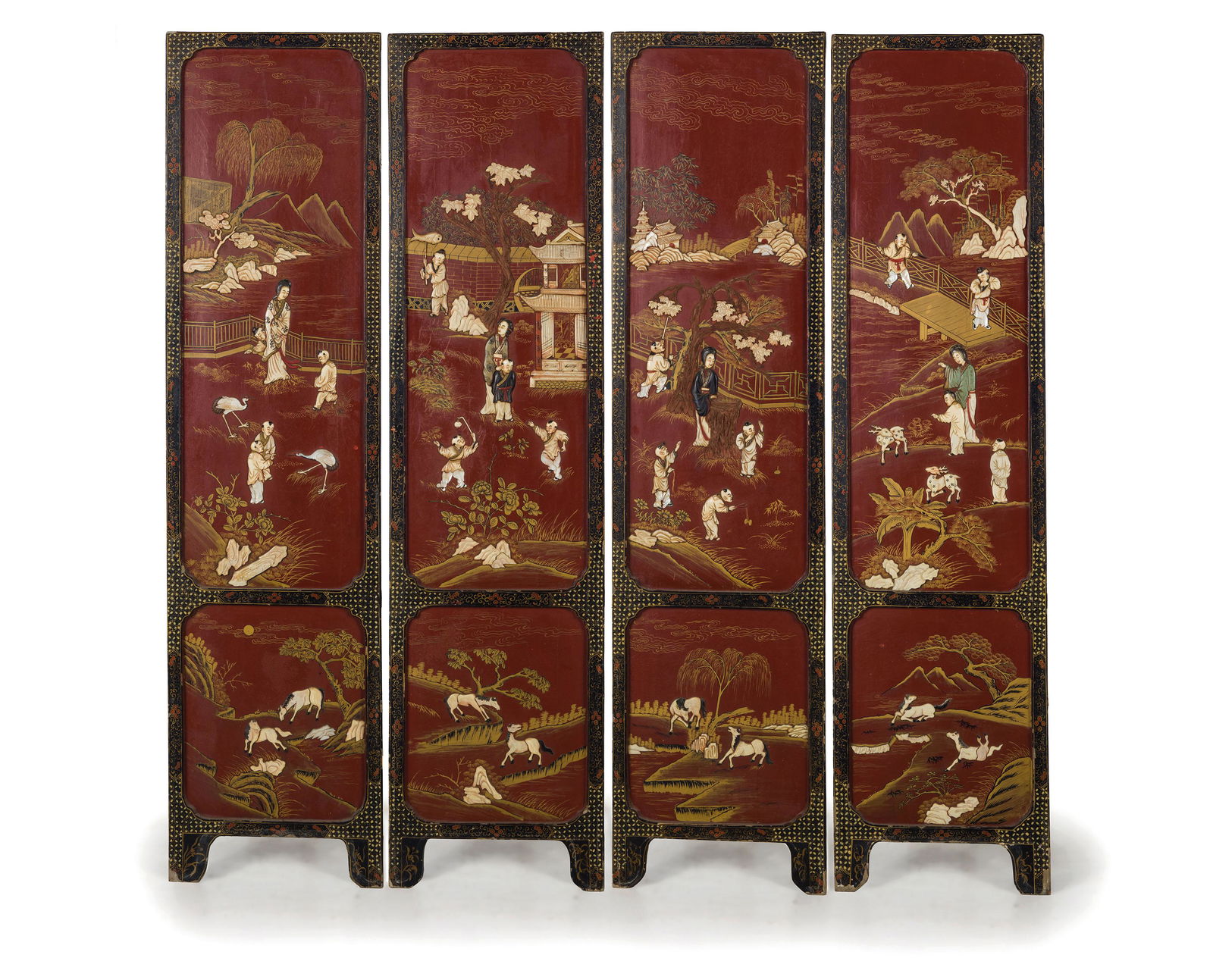 PARAVENTO IN LEGNO LACCATO, ARTE ORIENTALE, XIX SECOLO (1 of 1)